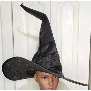 Crooked Witch Hat Black Costume Spiderweb Halloween Ruched Hanging Decor Women's
